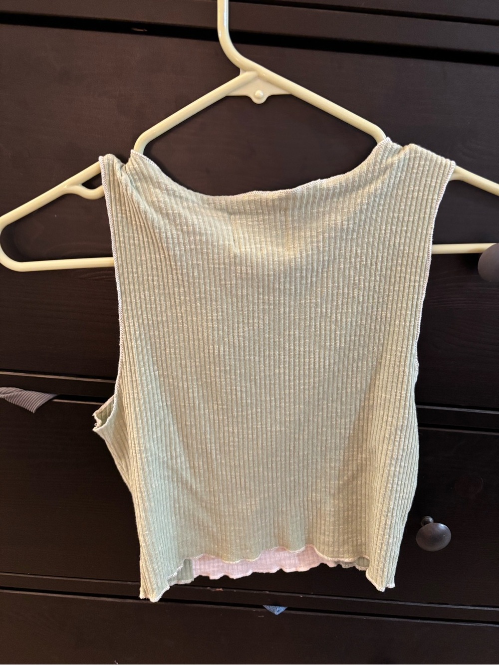 Princess Polly Sage Green & White Ribbed Contrast Tank - Picture 3 of 3